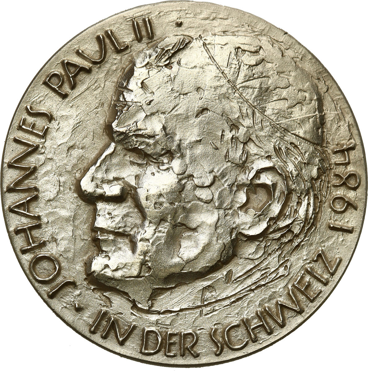 Szwajcaria, Luzern. Medal 1984 - Jan Paweł II  Szwajcarii, srebro